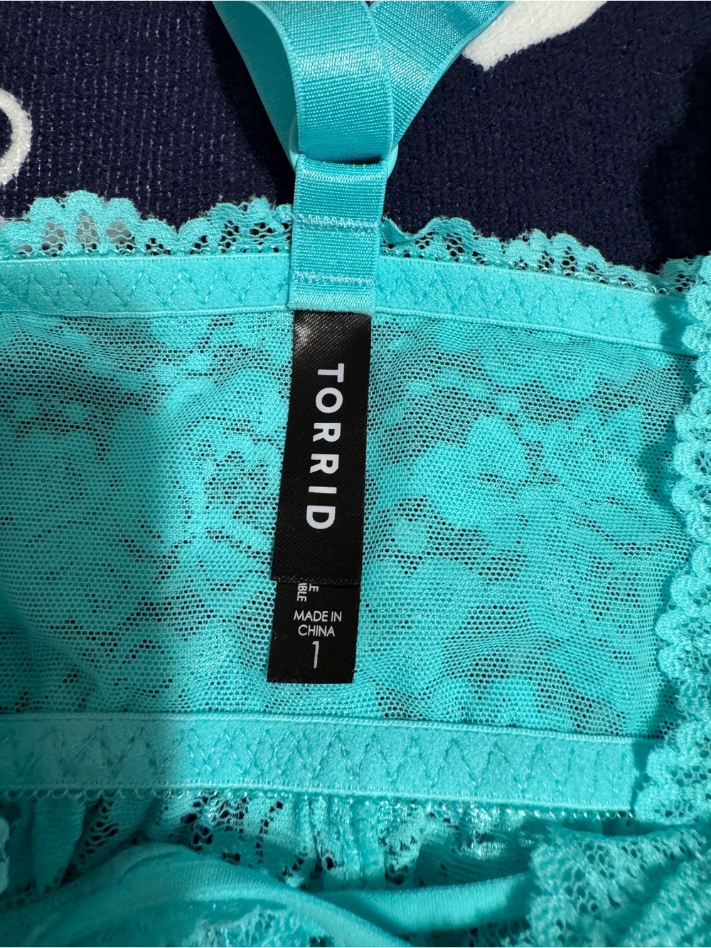 Torrid Lace Babydoll Lingerie Size 1 Teal Blue Sheer Floral Lace Flowy - Picture 3 of 5